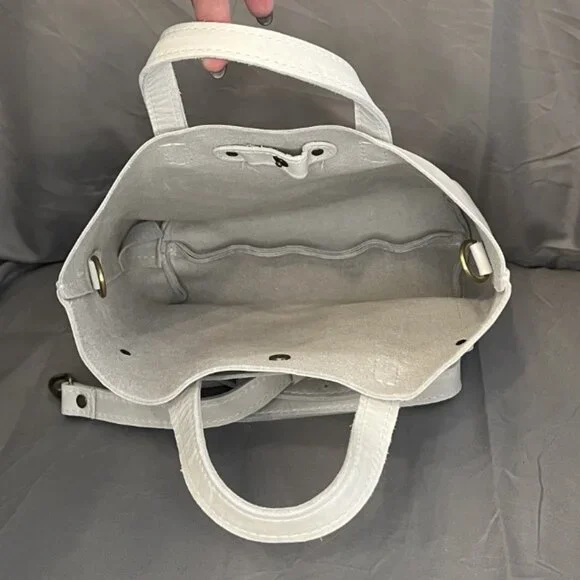 Portland Leather, Crossbody Tote, Beluga/White, w/Journal & Tassel Bag Charm - Picture 3 of 15